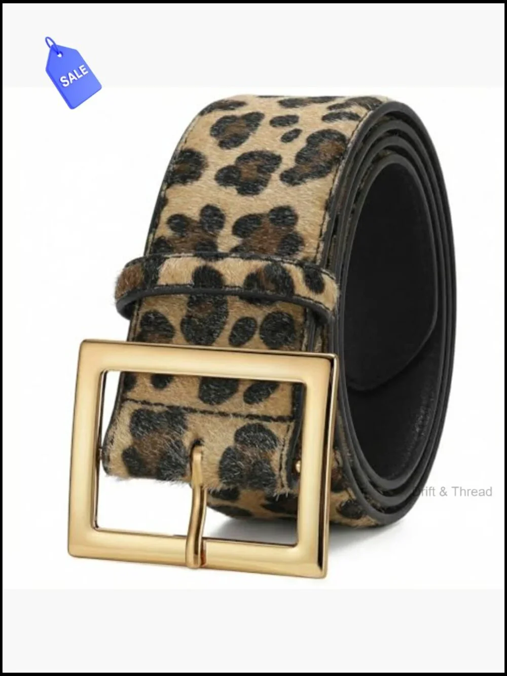 Wide Faux Leather Belt with Gold Buckle Chunky Waist Belt for Dresses Jeans